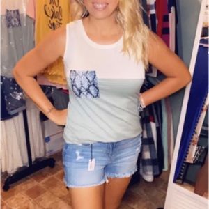 BOUTIQUE Color Block Snakeskin Stripe Tank Top NEW!